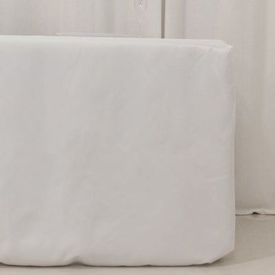 Premium Polyester 8ft Rectangle Tablecloth White Durable Fitted 220GSM Table Cover for Trade Shows & Events