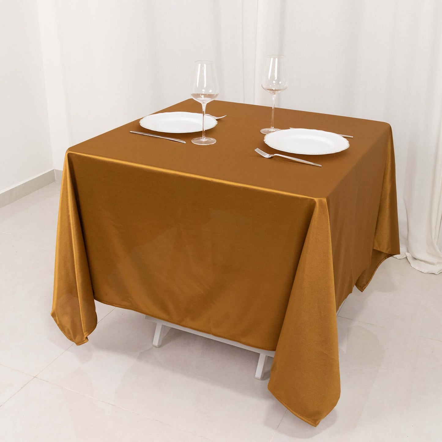 Scuba Square 70"x70" Tablecloth Shimmer Gold - Wrinkle Free & Stain Resistant Table Cover