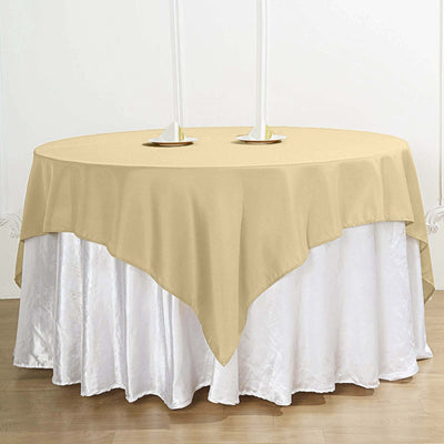 Polyester 70"x70" Table Overlay Square Tablecloth Champagne - Wrinkle-Resistant & Durable Table Cover