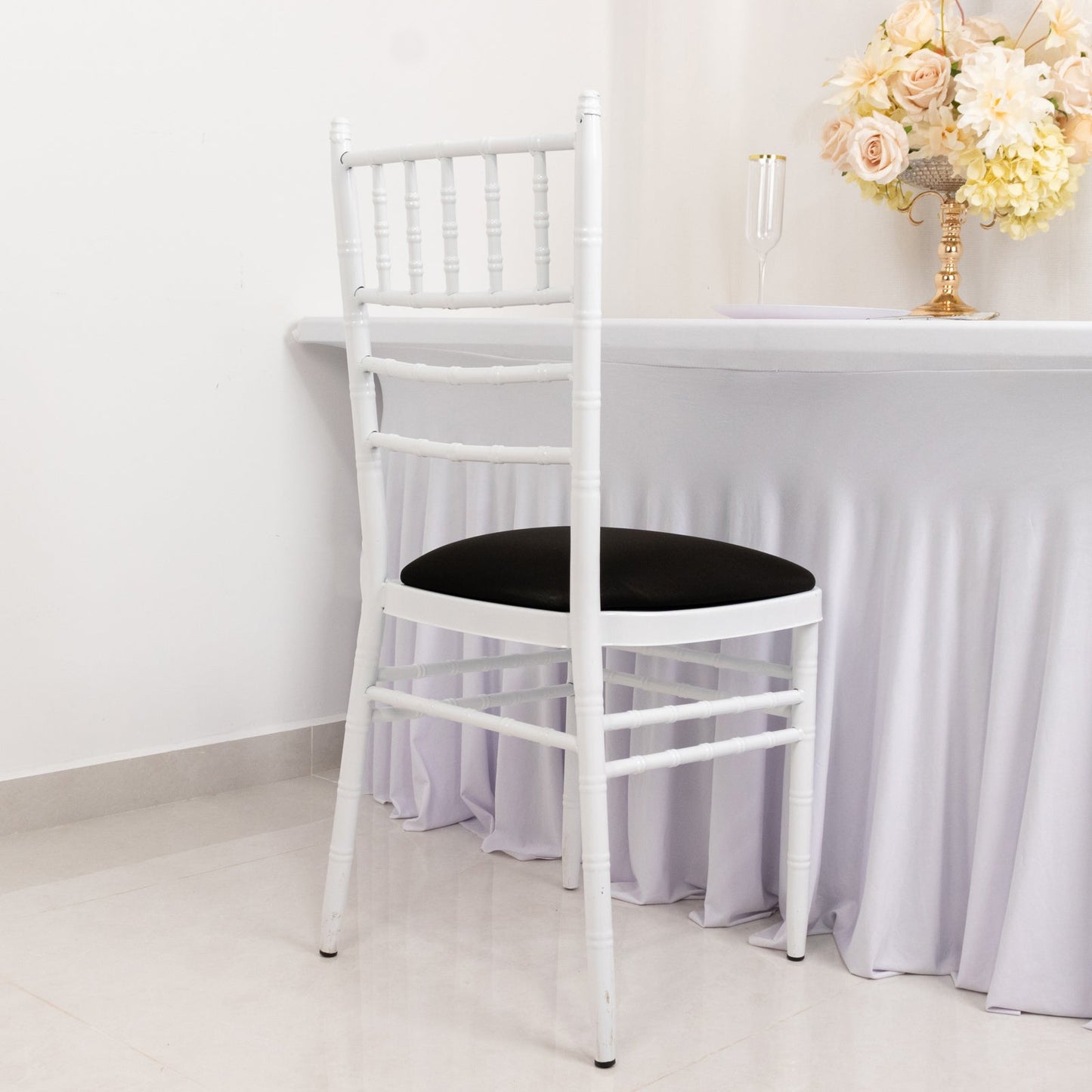 5 Pack Spandex Seat Pad Slipcovers for Chiavari Chairs Black - Washable Stretch Fitted Design for Dining Chairs