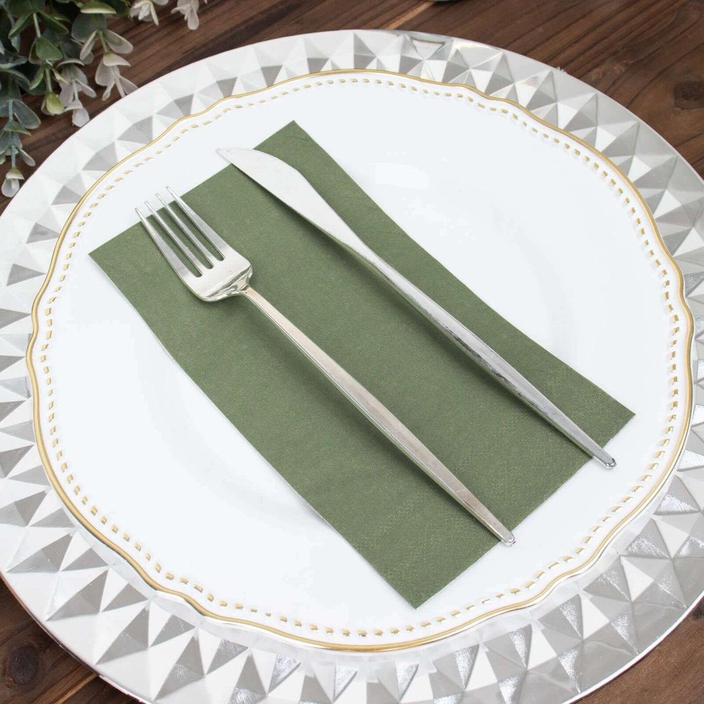 50-Pack Paper Napkins Dusty Sage Green - Soft Disposable 2-Ply Dinner Napkins for Weddings