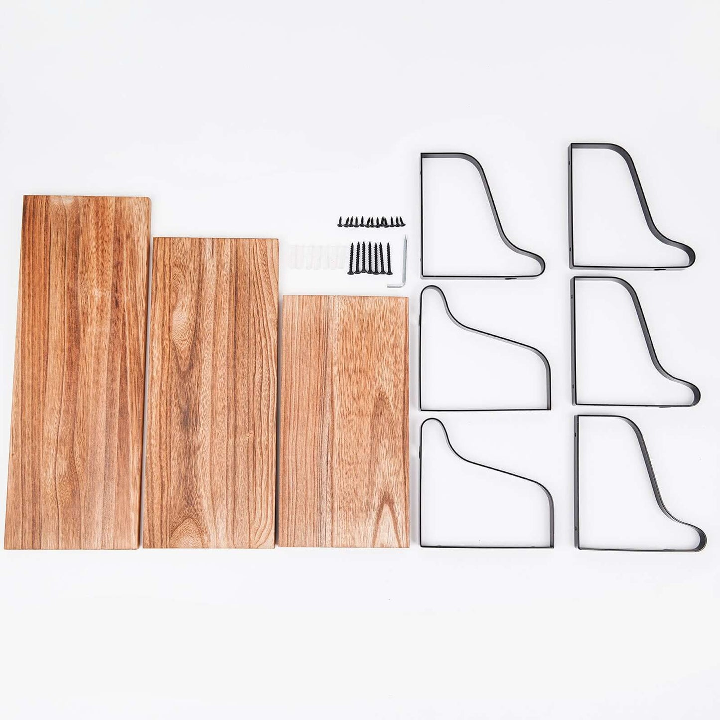 3 Pack Wood Metal Floating Wall Shelves Wall Mounted Shelf Set Decor