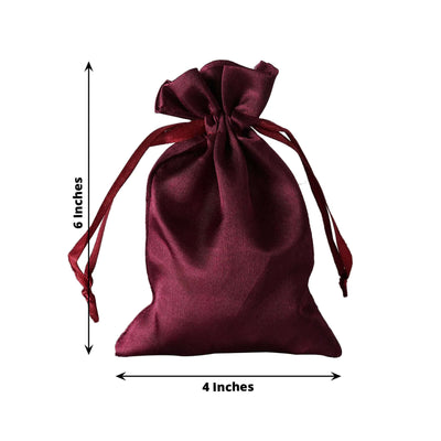 12 Pack 4"x6" Eggplant Satin Drawstring Wedding Party Favor Gift Bags