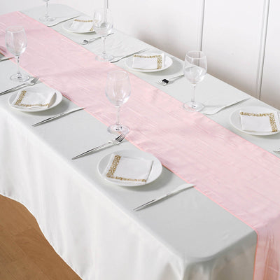 Taffeta 12"x108" Table Runner Blush - Accordion Crinkle Design