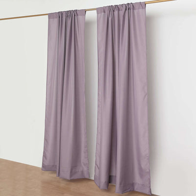 2 Pack Violet Amethyst Polyester Event Curtain Drapes, 10ftx8ft Backdrop Event Panels With Rod Pockets 130 GSM