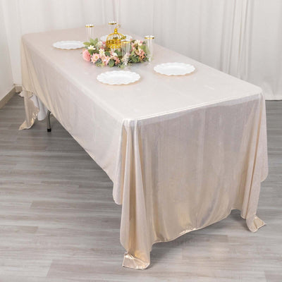 Sequin Dots Polyester 60"x126" Rectangle Tablecloth Shimmering Beige - Wrinkle Free & Sparkling Table Cover