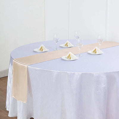 Satin 12"x108" Table Runner Beige - Stylish Table Linen