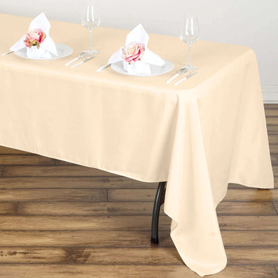 Polyester 60"x126" Rectangle Tablecloth Beige - Wrinkle-Resistant Table Cover