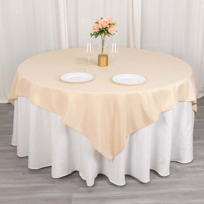 Premium Polyester 70"x70" Table Overlay Square Tablecloth Beige 220GSM Wrinkle-Resistant Table Cover