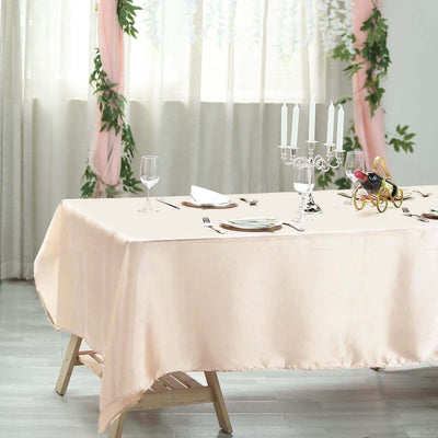 Satin Rectangular 60"x102" Tablecloth Beige - Smooth and Lustrous Table Cover