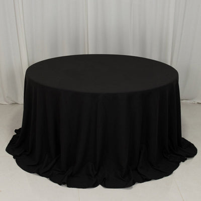 Cotton Blend 132" Round Tablecloth Black - Seamless Wrinkle-Resistant Table Cover