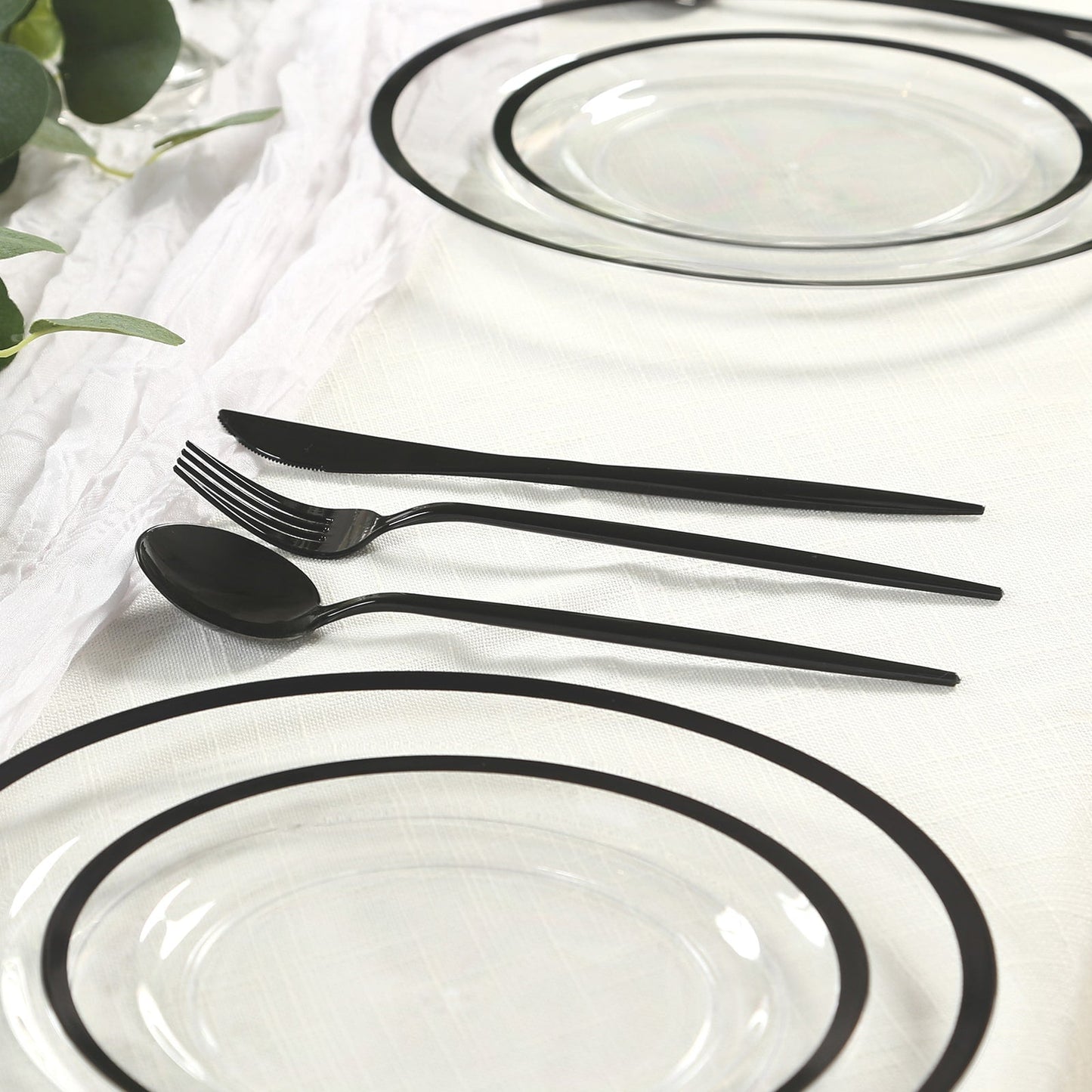 60 Pack Plastic Silverware Set, Black Heavy Duty Disposable Sleek Utensil Cutlery