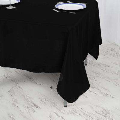 Polyester Square 70"x70" Tablecloth Black - Wrinkle-Resistant & Durable Table Cover for Events