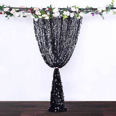 8ftx8ft Black Big Payette Sequin Event Curtain Drapes, Backdrop Event Panel
