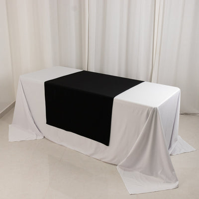Wide Polyester 36"x72" Table Runner Black - Durable Trade Show Table Linen