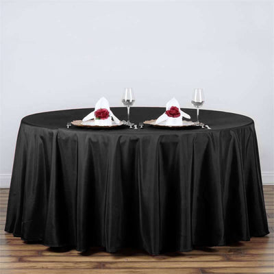 Polyester 120" Round Tablecloth Black - Seamless Wrinkle-Resistant Design for Weddings