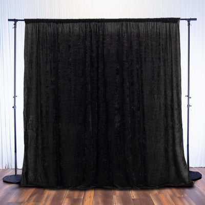 Black Crushed Velvet Backdrop Curtain – 8ft x 8ft Event Drape with Rod Pocket, Privacy Panel for Photo Booths & Events