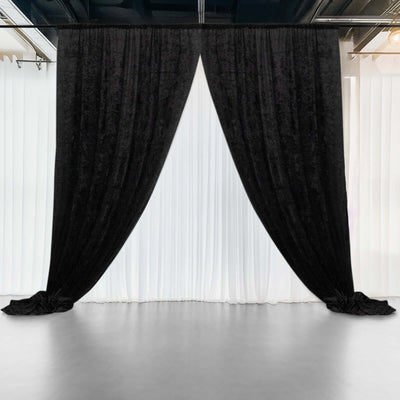 Black Crushed Velvet Backdrop Curtain – 5ft x 12ft Event Drape with Rod Pocket, Privacy Panel for Photo Booths & Events