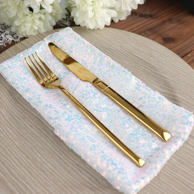 Sequin 20"x20" Napkin Iridescent Blue - Shimmering Dinner Napkin