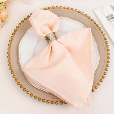 5 Pack Premium Polyester 20"x20" Napkins Blush - Wrinkle-Resistant & Durable Dinner Napkins