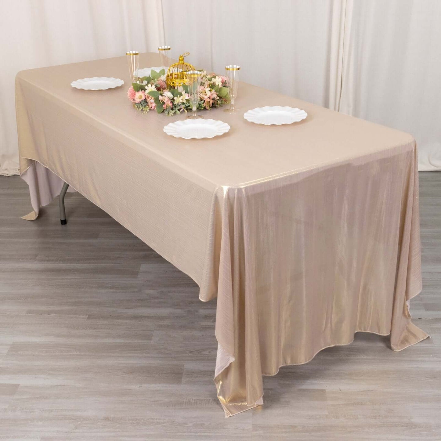 Sequin Dots Polyester 60"x126" Rectangle Tablecloth Shimmering Blush - Wrinkle Free & Sparkling Table Cover