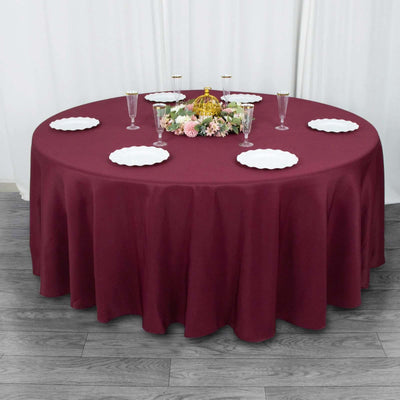 Premium Polyester 108" Round Tablecloth Burgundy - Wrinkle-Resistant 220GSM Table Cover