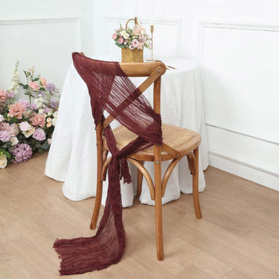 5 Pack Cheesecloth Gauze 16"x88" Chair Sashes Burgundy - Boho Chair Decorations
