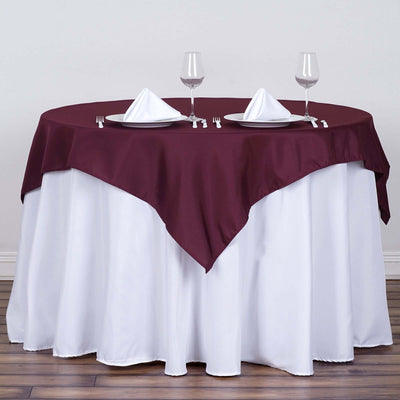 Polyester 54"x54" Table Overlay Square Tablecloth Burgundy - Wrinkle-Resistant & Durable Table Cover