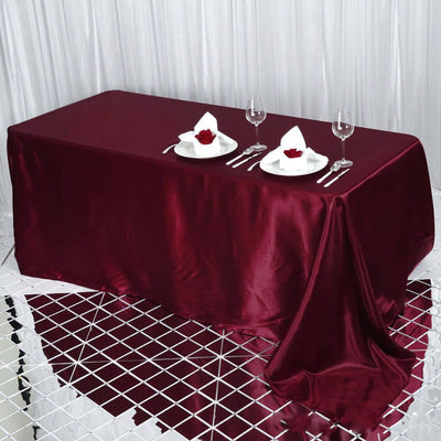 Satin Rectangular 90"x132" Tablecloth Burgundy - Seamless Table Cover