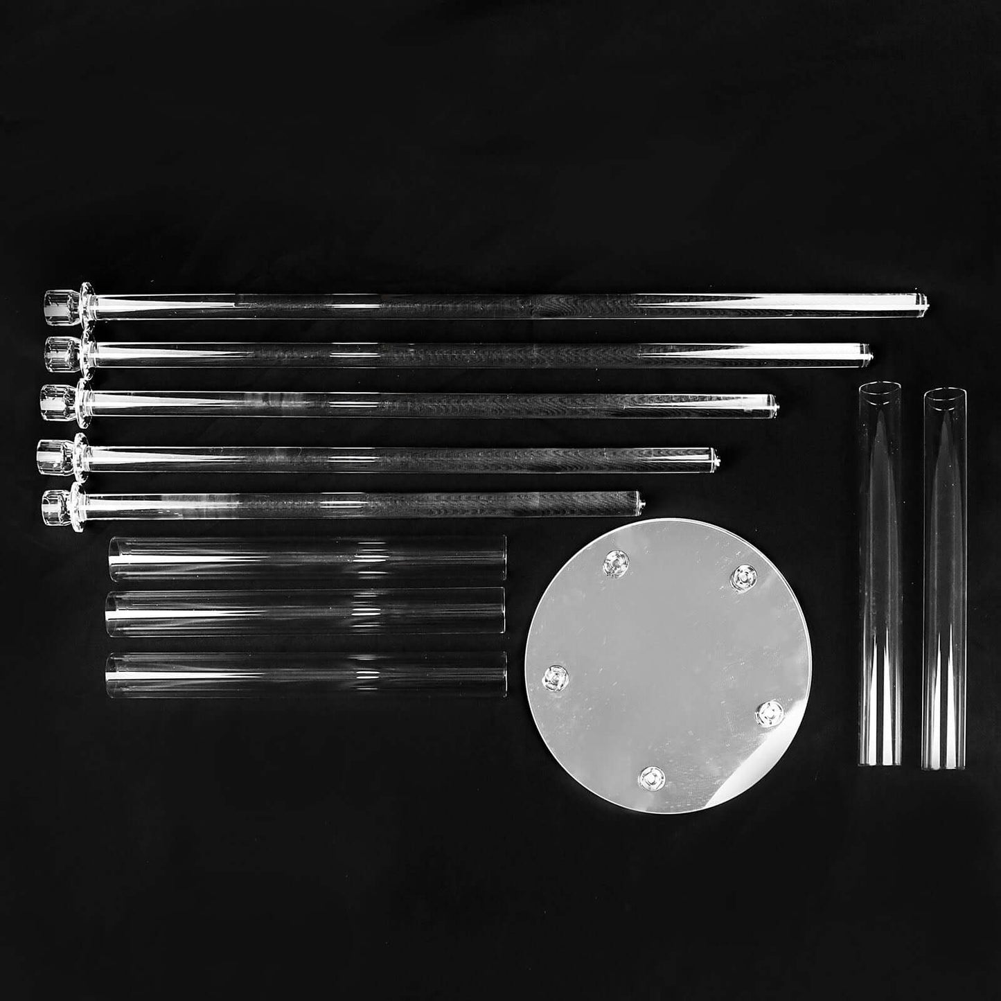 5-Arm Round Cluster Crystal Candelabra Clear with Mirror Base - Radiant Candle Holder Table Centerpiece for Votive & Pillar Candles 51"