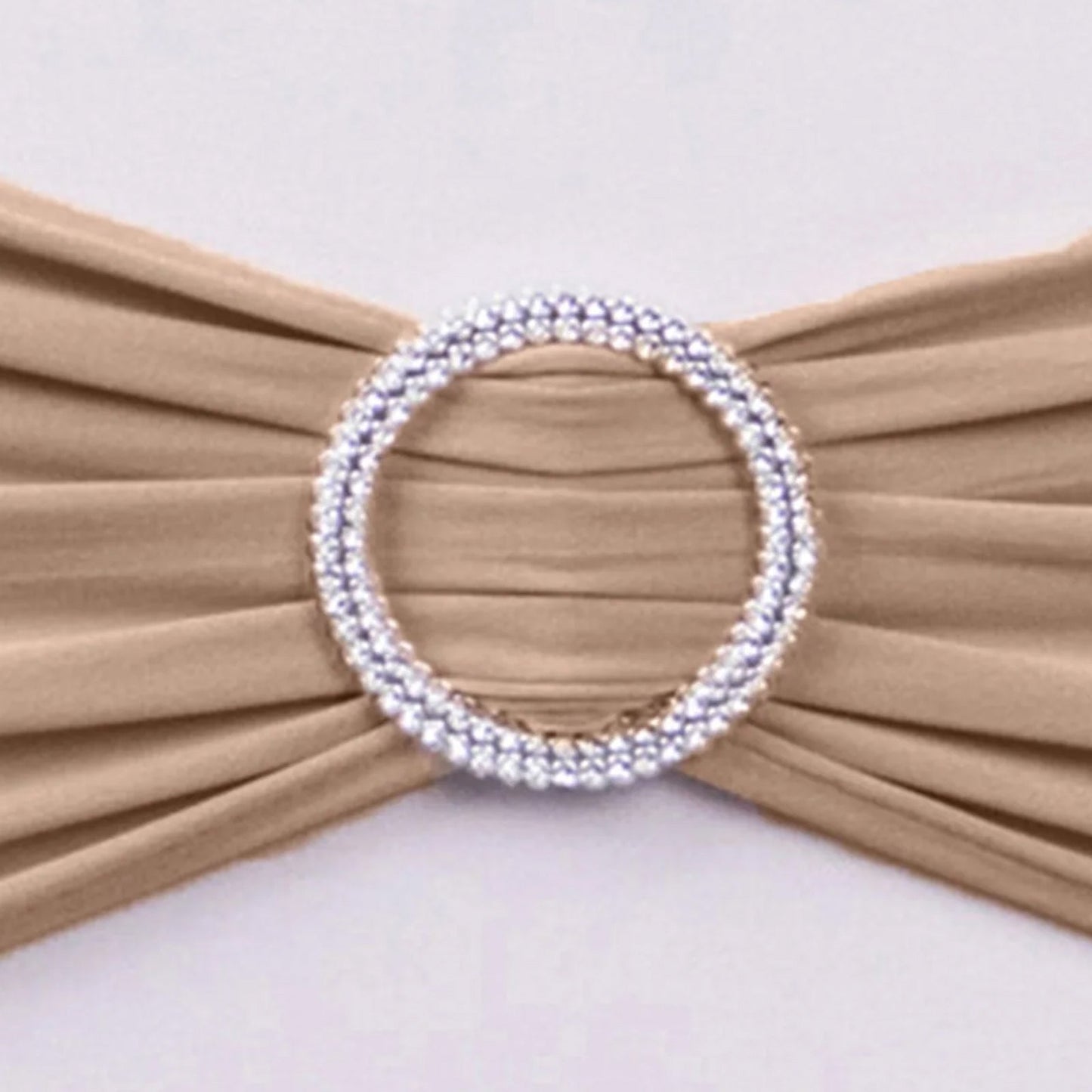 5 Pack Stretch Spandex Chair Sashes Nude - Reusable Chair Bands with Silver Diamond Ring Slide Buckle 5"x14"