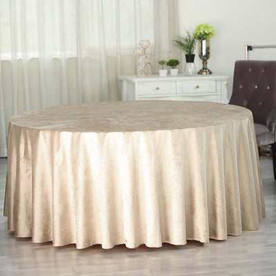 Premium Velvet 120" Round Tablecloth Champagne - Reusable Soft & Seamless Table Cover