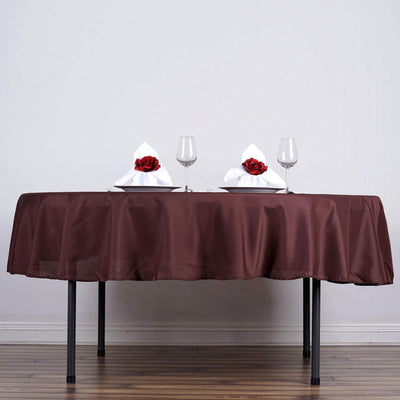 Polyester 90" Round Tablecloth Chocolate - Stain & Wrinkle-Resistant Table Cover