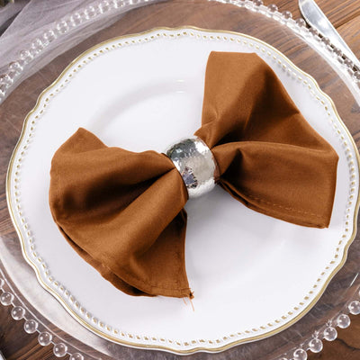 5 Pack Polyester 17"x17" Napkins Cinnamon Brown - Durable & Wrinkle Resistant Dinner Napkins