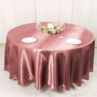 Satin 108" Round Tablecloth Cinnamon Rose - Smooth and Lustrous Table Cover