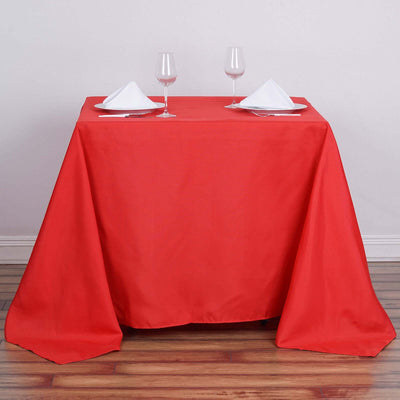 Polyester Square 90"x90" Tablecloth Red - Wrinkle-Resistant & Durable Table Cover
