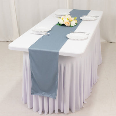 Scuba Polyester 12"x108" Table Runner Dusty Blue - Wrinkle-Free Table Linen