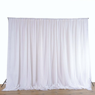 White Chiffon Polyester Event Curtain Drapes, Dual Layer Divider Backdrop Event Panels with Rod Pockets - 20ftx10ft
