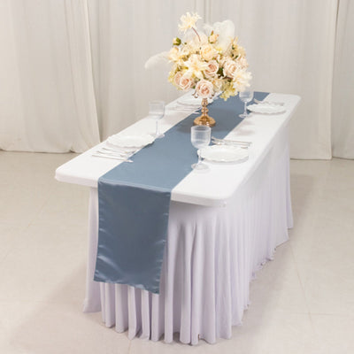 Lamour Satin 12"x108" Table Runner Dusty Blue - Smooth & Lustrous Finish