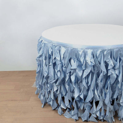 Taffeta 17ft Table Skirt Dusty Blue - Cascading Curly Willow Style Table Cover