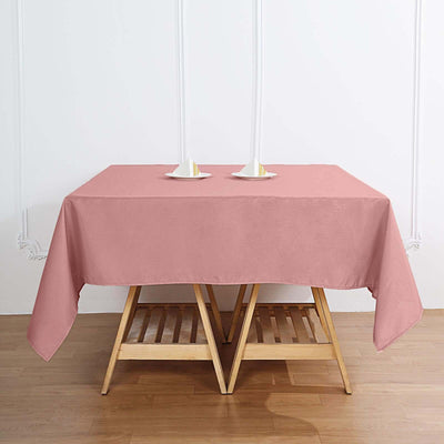 Polyester Square 70"x70" Tablecloth Dusty Rose - Wrinkle-Resistant & Durable Table Cover