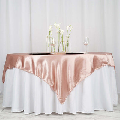 Satin 72"x72" Table Overlay Square Tablecloth Dusty Rose - Smooth Finish Table Cover