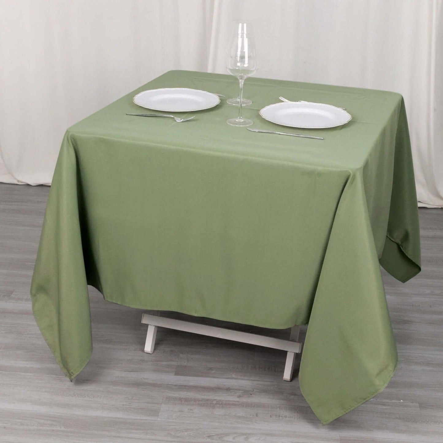 Premium Polyester Square Tablecloth 70"x70" Dusty Sage Green - 220GSM Wrinkle-Resistant Table Cover