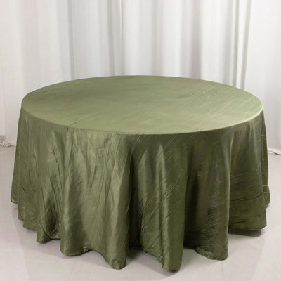 Taffeta 120" Round Tablecloth Dusty Sage Green - Seamless Accordion Crinkle Table Cover