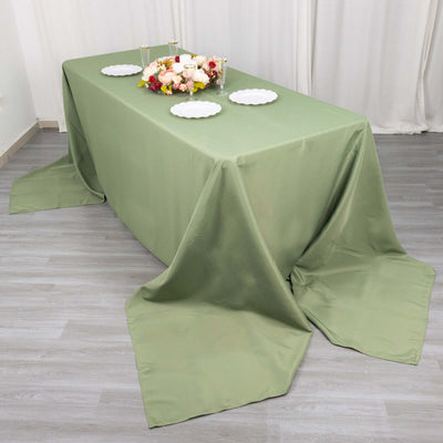 Premium Polyester 90"x156" Rectangle Tablecloth Dusty Sage Green - Seamless 220GSM Stain-Resistant Table Cover