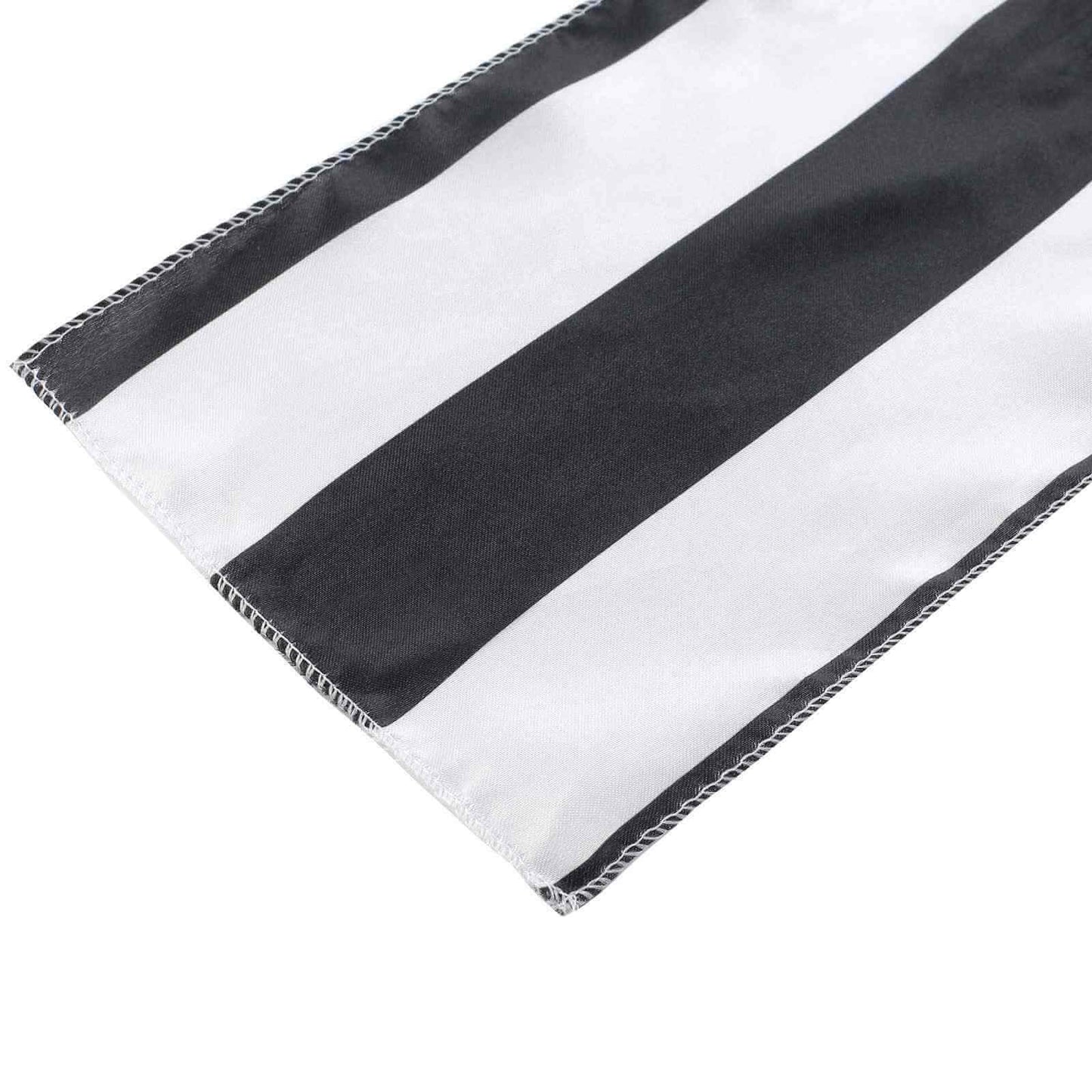 5 Pack Satin 6"x108" Chair Sashes Black/White Stripes - Sophisticated Decor for Weddings & Gatherings