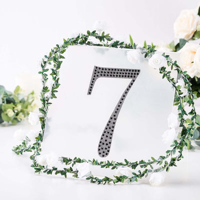 Decorative Rhinestone Number "7" Stickers, Glitter Adhesive Craft Numbers Black DIY Sparkle Embellishments 8"