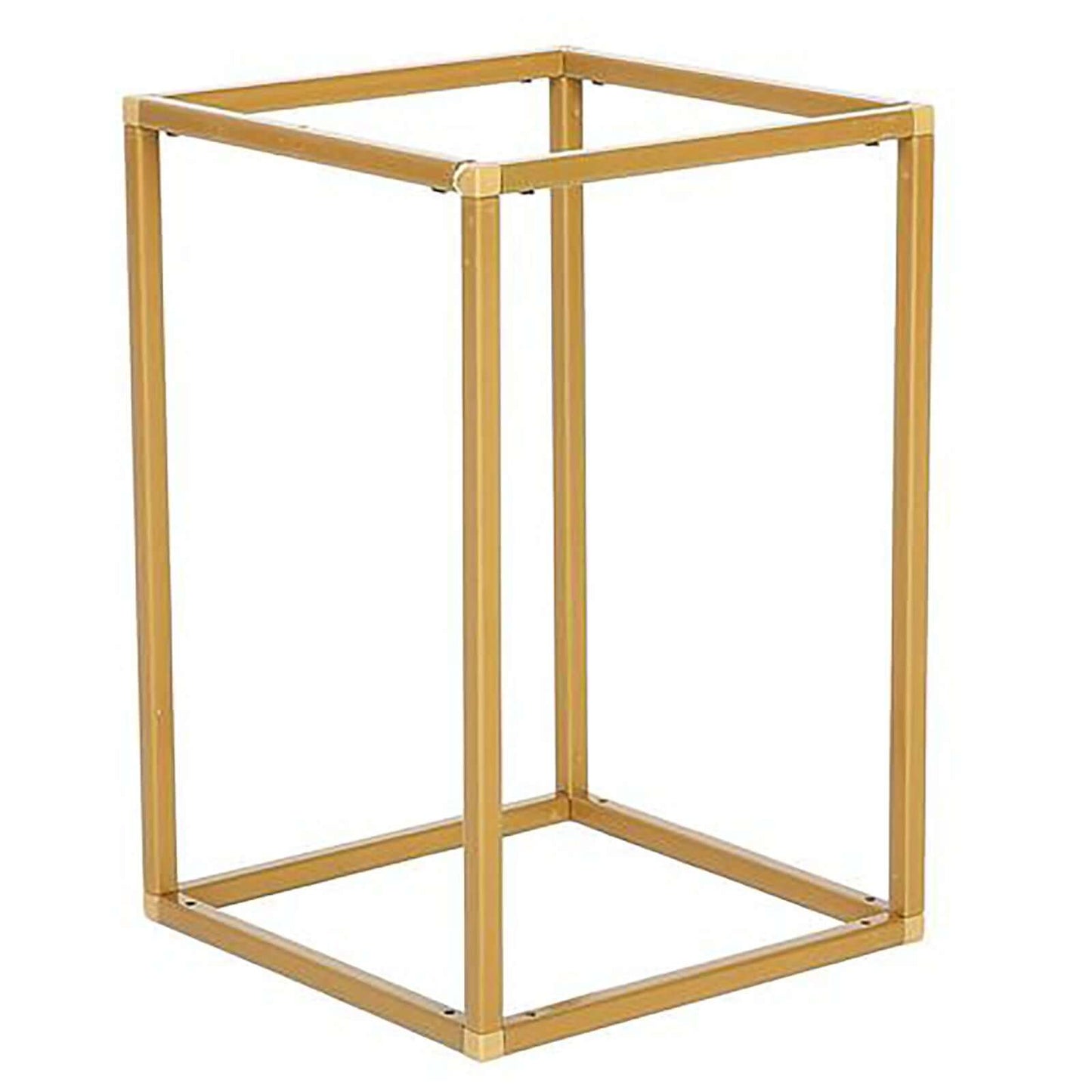 2-Pack Wedding Flower Stand Gold Metal Geometric Column Frame Rectangular - Versatile Floral Pedestal for Sophisticated Arrangements 12"