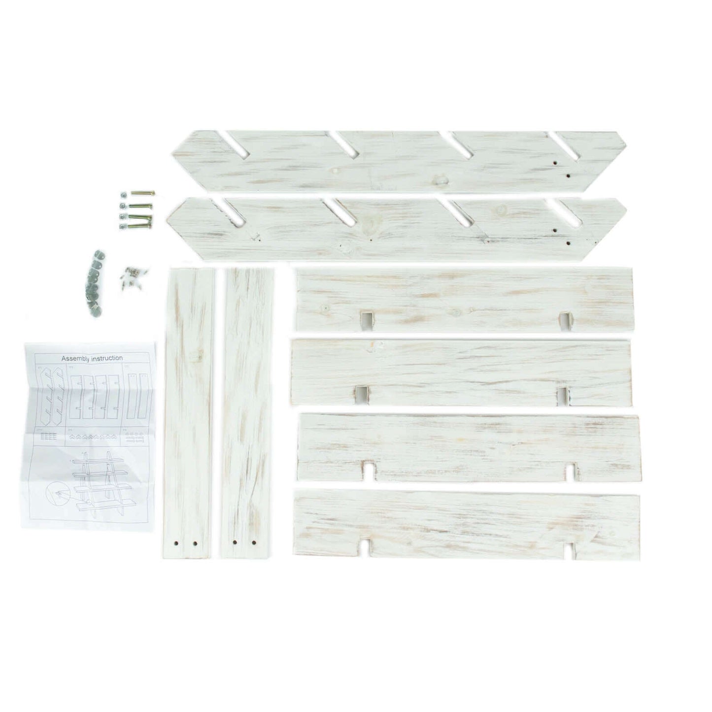 4-Tier Wooden Ladder Shelf Whitewashed Rustic Design - Cascading Stair Step Dessert Display Cupcake Holder 21"