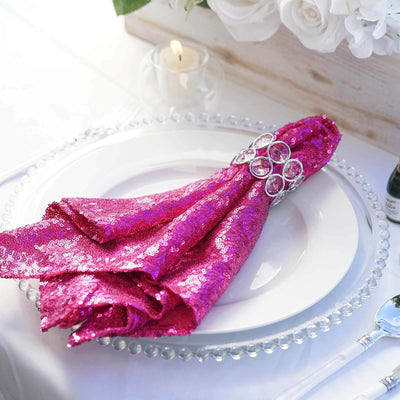 Sequin 20"x20" Napkin Fuchsia - Shimmering Dinner Napkin